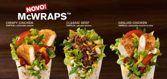 McWrap Crispy Chicken, Grilled Chicken in Classic Beef so trije novi solatno mesni izdelki pri McDonald'su - UPORABNA STRAN