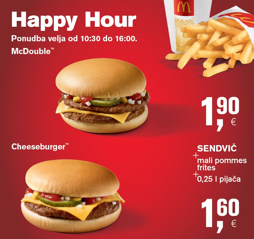 Happy Hour ponudba v McDonald's Čopova Ljubljana in Grajski trg Maribor