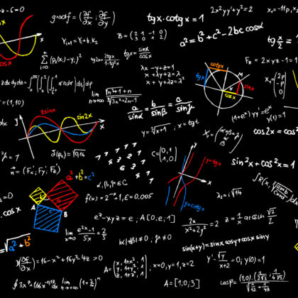 Blackboard with mathematics sketches - vector illustration