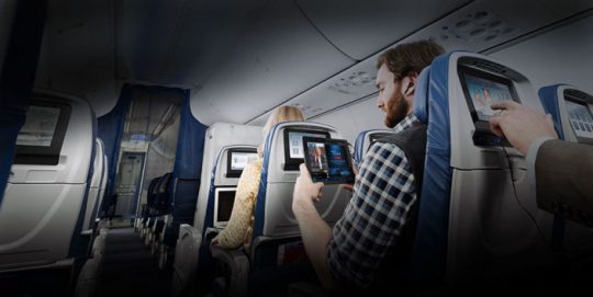 Passengers inflight in economy class