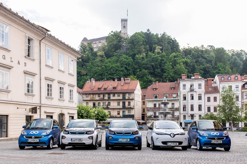 Cenik za Avant2Go car sharing Ljubljana od 0.2 do 0.3 €/km za souporabo avtomobilov BMW i3 ...