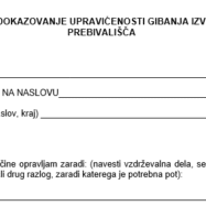 Izjava za dokazovanje upravičenosti gibanja izven občine prebivališča