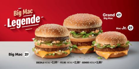 Big Mac legende cena Grand Big Mac Mac Junior Big Mac McDonalds Slovenija