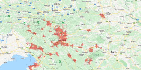 A1 Slovenija pokritost zemljevid maj 2022