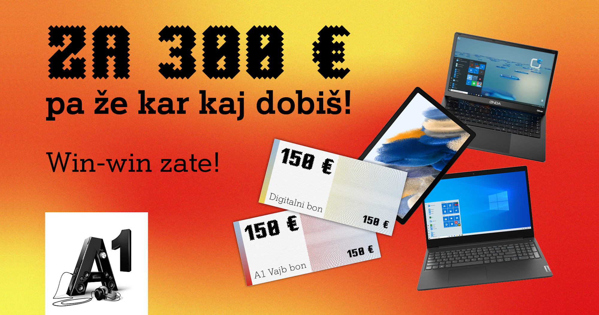 Digitalni boni pri A1 Slovenija vredni do 300€ / A1 Vajb bon vrednost