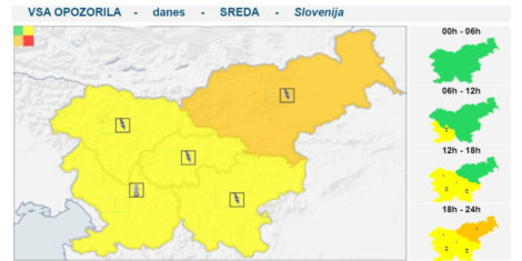 Toča alarm ARSO animacija Slovenija nevihte aplikacija Ljubljana Maribor Celje