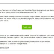Vračilo davka email Davčne uprave Lažna elektronska sporočila Finančne uprave Republike Slovenije o vračilu davka