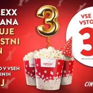 Cineplexx Ljubljana v torek, 3.6.2025 praznuje 3. rojstni dan s ceno vseh vstopnic po 3€ v vseh Cineplexxih po Sloveniji