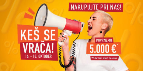 Aleja in Citypark bosta z jesensko nagradno igro Keš se vrača podarila za 10.000 € bonov Desetak