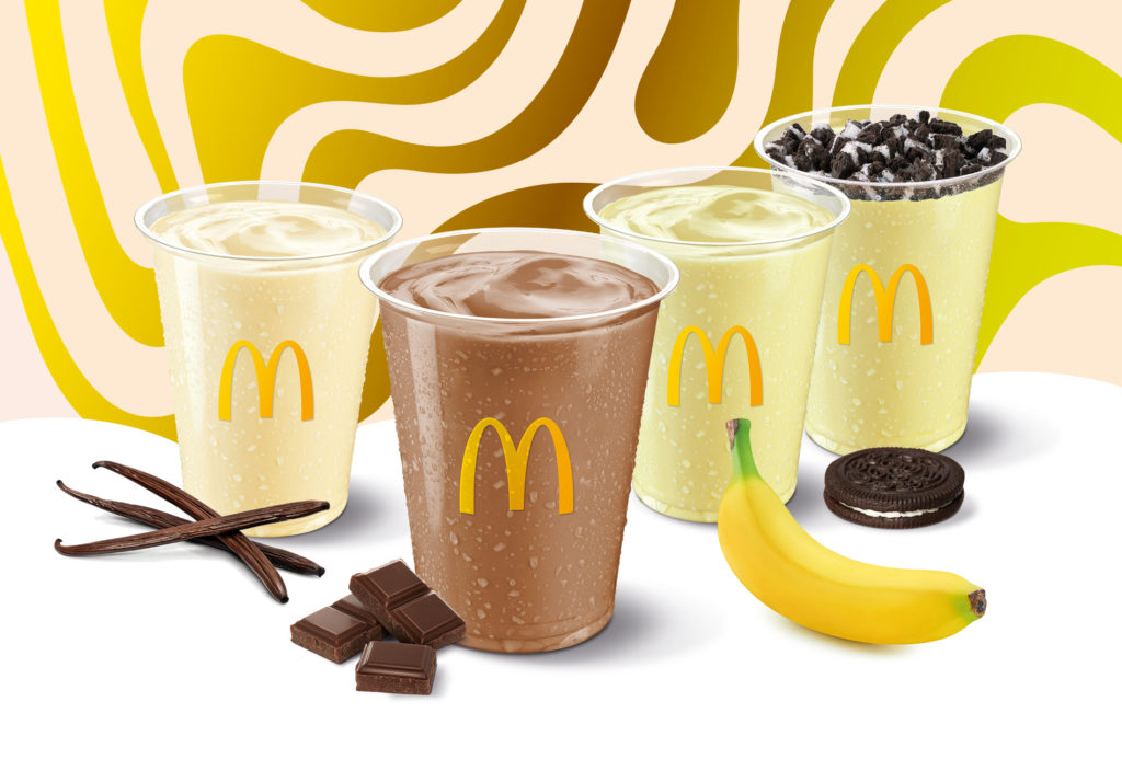 McDonald's Slovenija shake ponudba banana vanilija čokolada