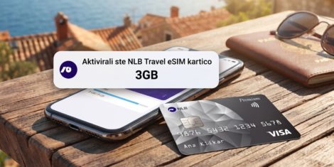 NLB z eSIM kartico in 3GB prenosa podatkov med potovanjem za komitente z Visa Premium kartico