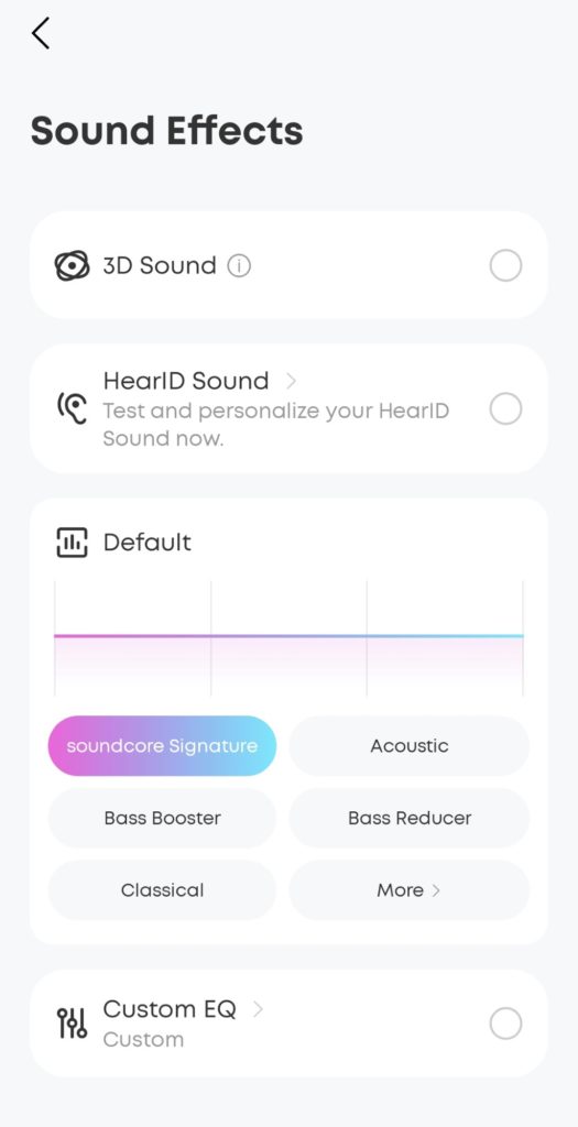 Test Anker Soundcore Space 2 slušalk Anker soundcore aplikacija sound effects