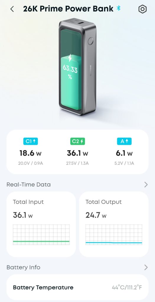 Test prenosne baterije Anker Prime Power Bank 26K 300W Anker Power aplikacija