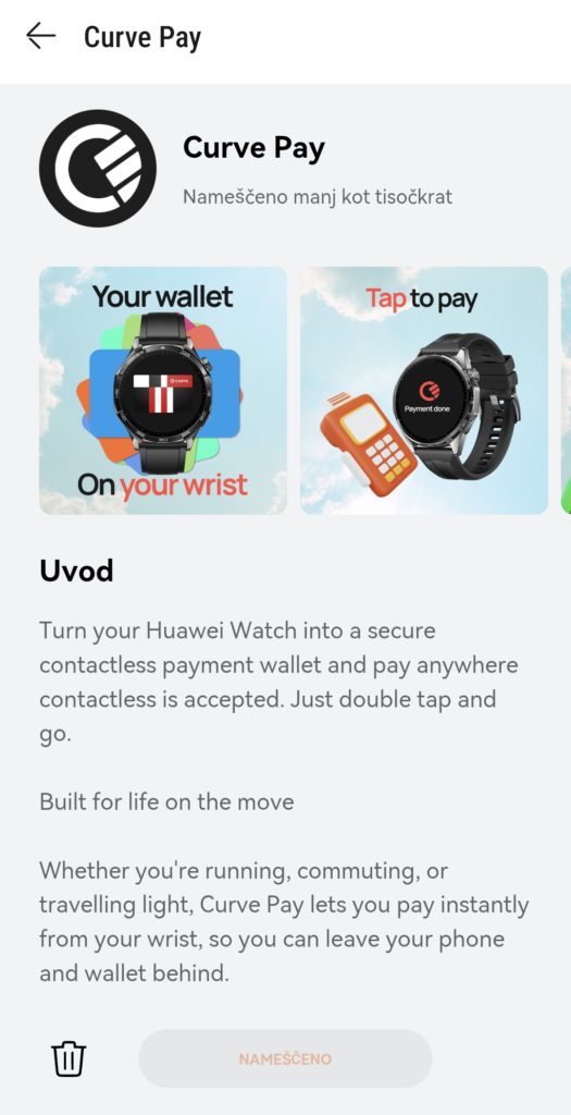 Huawei WATCH GT 7 Dodatne aplikacije se na uro nameščajo prek AppGallery curve pay 1